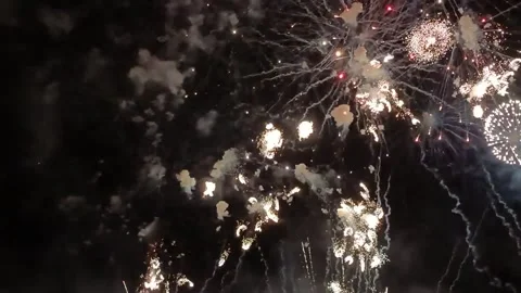 Show, fireworks in the evening sky Stock Footage 312928480