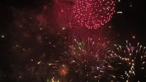 Show, fireworks in the evening sky Stock Footage 312928486