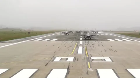 Show of Force! F-16 Massive Elephant Walk 013 Stock Footage 166450336