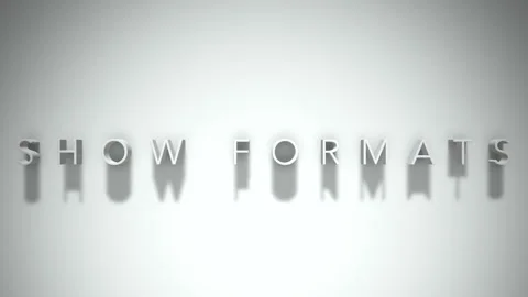 Show formats 3D title animation white text on a white background Stock Footage 299381261