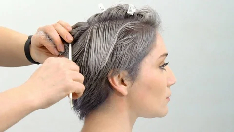 Show Haircuts using Combs Slow motion close-up Stock Footage 104348810