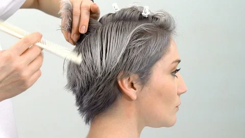 Show Haircuts using Combs Slow motion close-up Stock-Footage 104348843