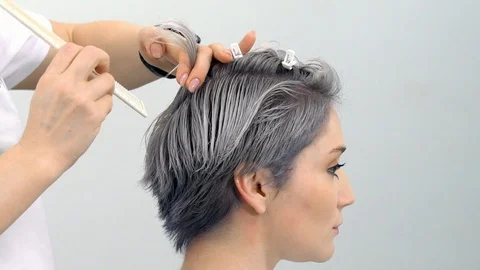 Show Haircuts using Combs Slow motion close-up Stock-Footage 104348871