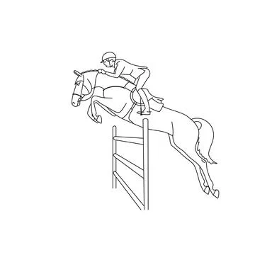 Show jumping competition on horseback Stock Illustration