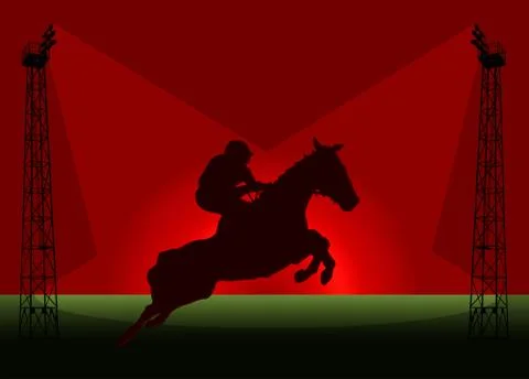 Show jumping tower flood light promotion Stock Illustration