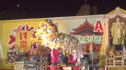 Show Lion dancing on stage. Stock Footage 56552071