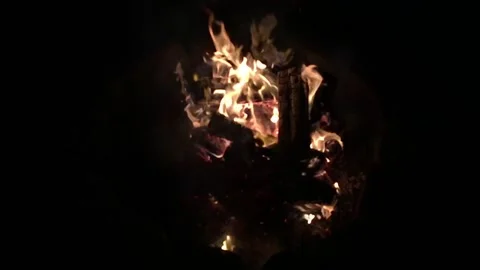 Show motion shooting of a campfire at night Stock Footage 164072576