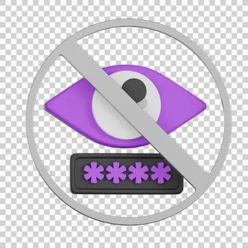Show or hide password with eye User Interface 3D icon 스톡 일러스트