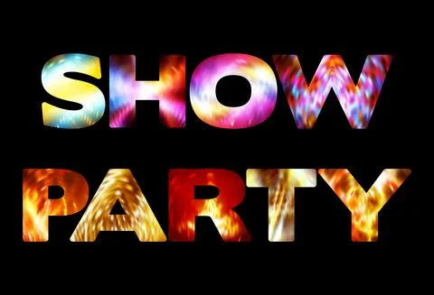 'Show Party' text on black background. Vector graphic template Stock Illustration
