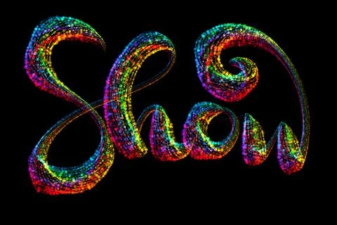 Show presentation word typography text logo made by colorful confetti parcles Illustrazione stock