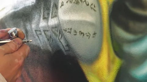 Show of process of airbrushing works Stock Footage 64413014