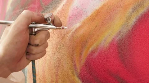 Show of process of airbrushing works Stock Footage 64413150