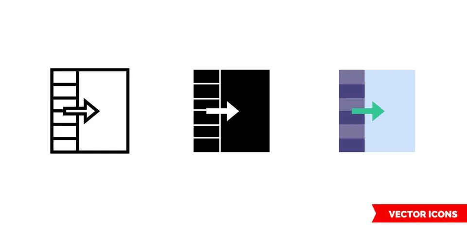 Show sidepanel icon of 3 types. Isolated vector sign symbol. Stock Illustration