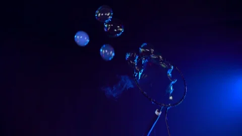Show of soap bubbles, a man blowing bubbles Stock Footage 125691179