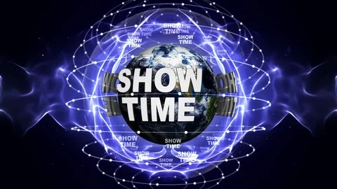 SHOW TIME Text Animation Around the World Vídeo Stock 88699599