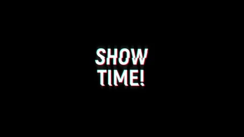 Show time text glitch animation effect streaming and broadcast video Stock Footage 313297286