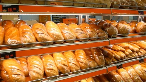 Show-window with fresh bread Stock Footage 105081468