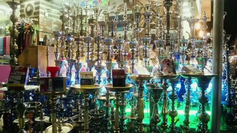 Show-window with hookahs Stock-Footage 83319662