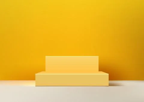 Showcase 3D stage design. Featuring a sleek yellow podium on a white backgrou Stock Illustration