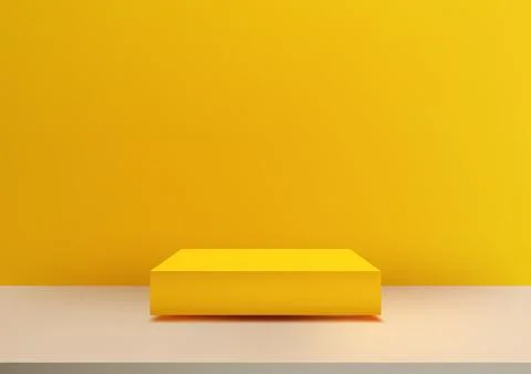 Showcase 3D stage design. Featuring a sleek yellow podium on a yellow backg.. Stock Illustration