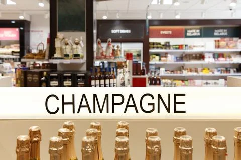 Showcase of alcoholic beverages Stock Photos