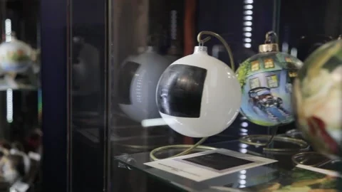 Showcase with Christmas balls Stock Footage 144286567