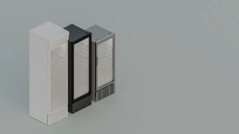 Showcase Display Cooler Isometric View 3D Render Illustration Background Stock Illustration