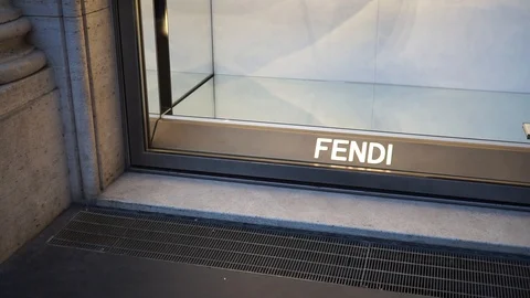 Interior tilt up view of Fendi store fro, Stock Video