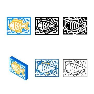 Showcase with fish and diversity ice color icon vector Stock Illustration