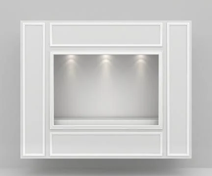 Showcase gallery with light bulbs. 스톡 일러스트
