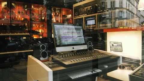 Showcase of a large Audio visual equipment supplier in Paris in 9th Stock Footage 153262571