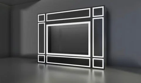 Showcase with lights for samples product. 3D rendering Illustrazione stock