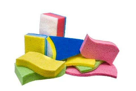 Showcase of many sponges Stock Photos