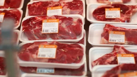 Showcase meat raw products Video stock 105080178