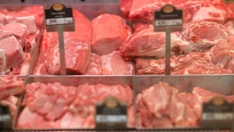 Showcase meat raw products Stock Footage 105080333