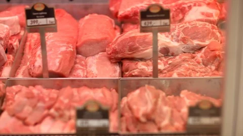 Showcase meat raw products Stock Footage 105080449