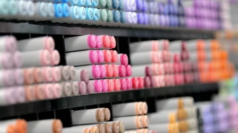 Showcase with multi-colored markers in an art store Vídeos de archivo 169866645