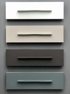 Showcase of pen samples for a drawer in the store Stock Photos