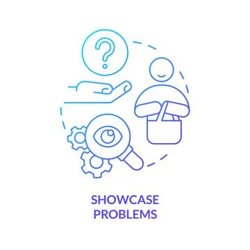 Showcase problems blue gradient concept icon 库存插图