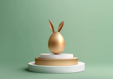 Showcase product festive Easter scene. Featuring a golden Easter egg Stock Illustration