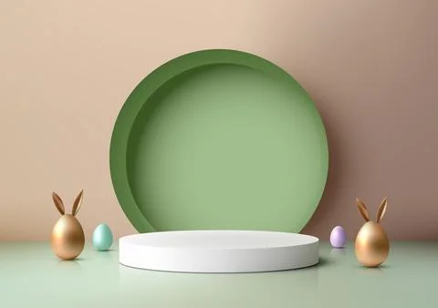 Showcase product festive Easter scene. Featuring a golden Easter egg Stock Illustration