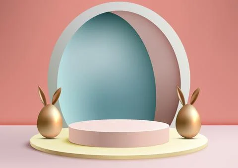 Showcase product festive Easter scene. Featuring a golden Easter egg Stock Illustration