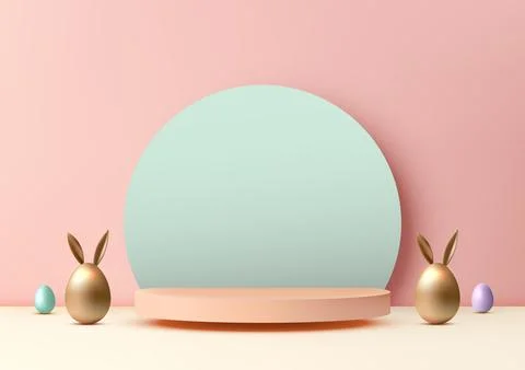 Showcase product festive Easter scene. Featuring a golden Easter egg Stock-Illustration