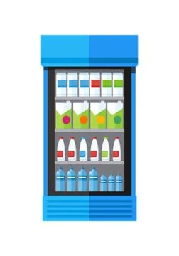 Showcase Refrigerator Drinks Stock Illustration