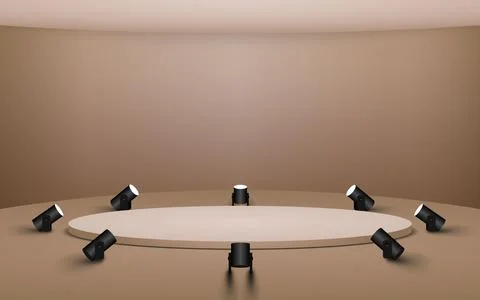 Showcase with spotlight in the gallery Stock Illustration