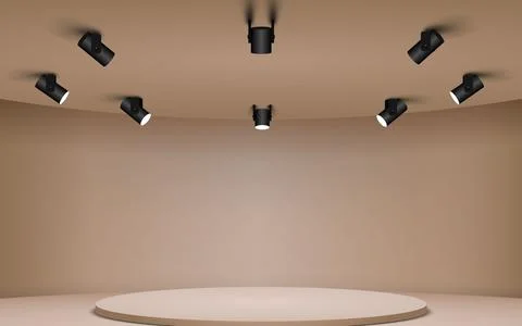 Showcase with spotlight in the gallery Ilustração Stock