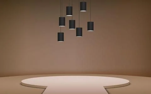 Showcase with spotlight in the gallery Stock Illustration