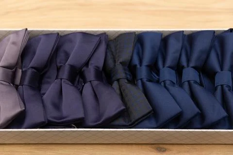 Showcase in a store with beautiful multi-colored bow ties. Фото