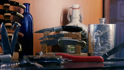 Showcase with weapons Stock Footage 86391381