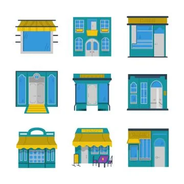Showcases flat color vector icons Stock Illustration